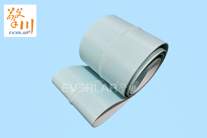 食品級(jí)藍(lán)色PU輸送帶加導(dǎo)條防滑易清潔食品醫(yī)藥輸送機(jī)傳輸帶定制