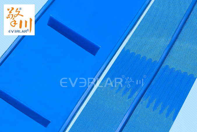 藍(lán)色PU輸送帶加導(dǎo)條擋板食品級耐磨食品醫(yī)藥包裝設(shè)備傳送帶