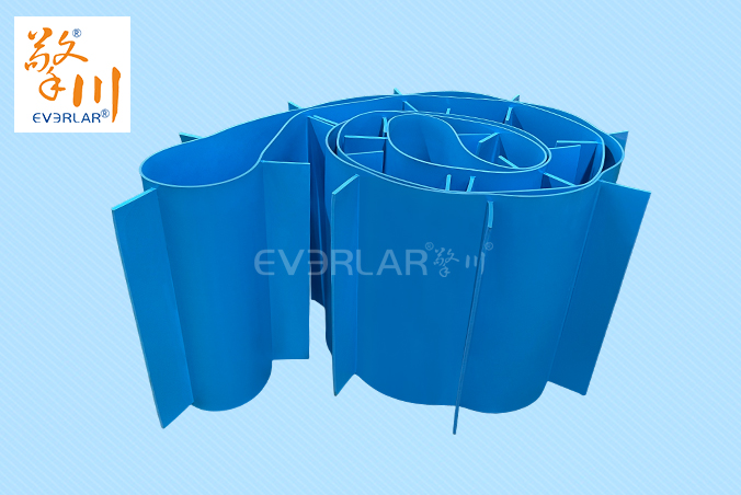 藍(lán)色易潔帶加擋板食品級耐油防霉膨化食品提升機(jī)輸送帶